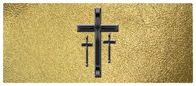 DNSEMP-L-517-BK-SH-GD Black 3 Crosses Shimmer Gold